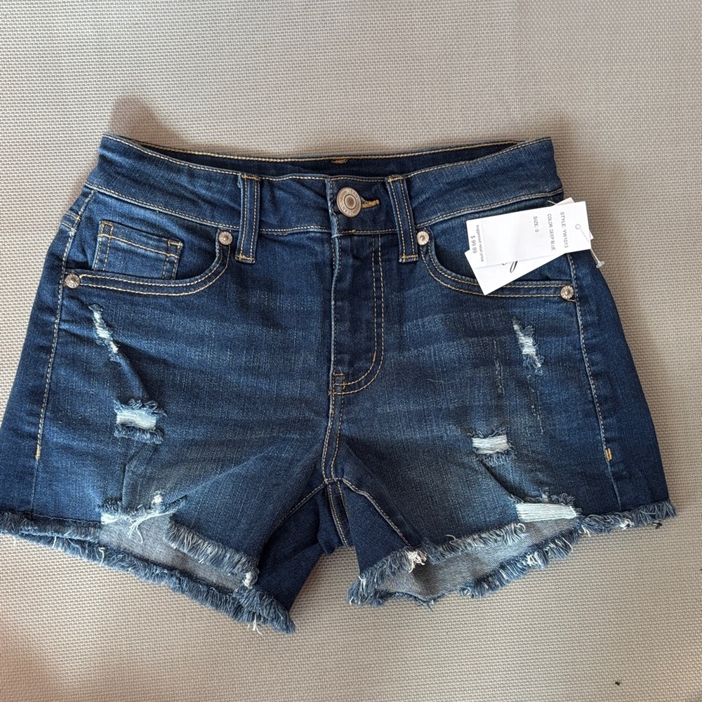 Ofluck  size 0 Blue Distressed Jean Shorts